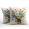 Spring Floral Butterflies Throw Pillow Covers 18X18 Inches Set of 2 Multi Colored Flowers Mason Jar Pillowcase Soft Cotton Linen Square Spring Cushion Covers for Home Sofa Patio Bedroom